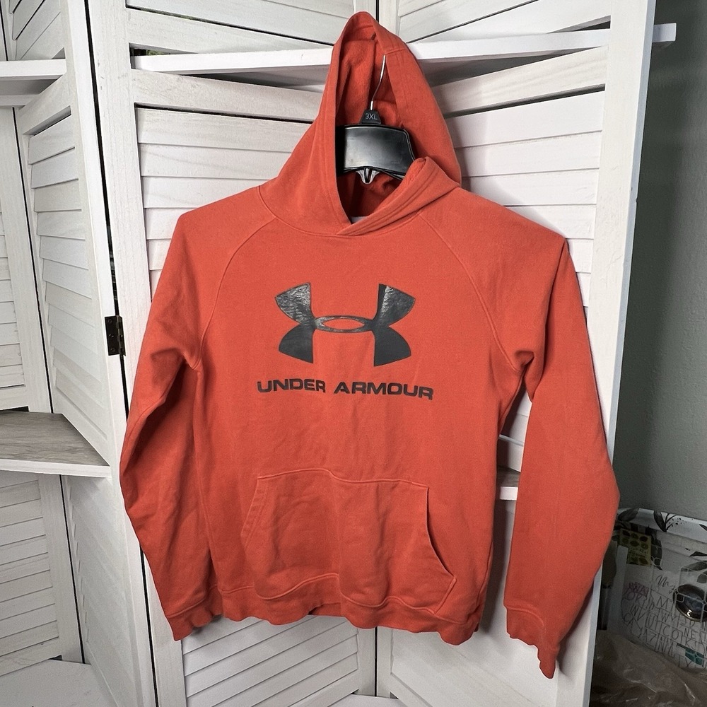 Under Armour Loose Fit Cold Gear Youth Hoodie Reddish Orange‎ Size X-large VGC